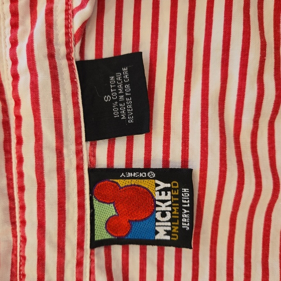 Mickey Unlimited × Jerry Leigh Embroidered Striped Button Down Womens Size Small - Picture 9 of 15